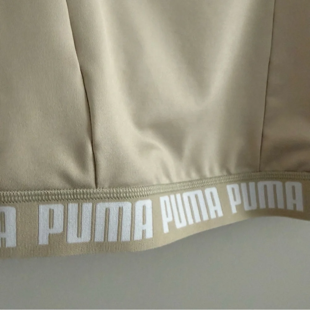 Puma Training Strong Square Neck Crop Top Stone Large
